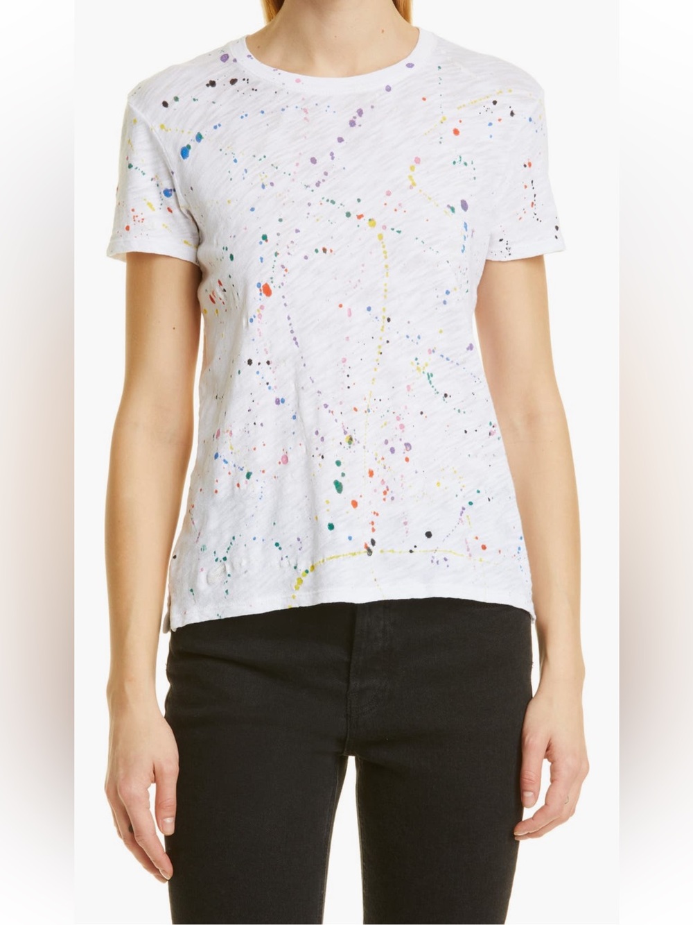 ATM Anthony Thomas Melillo Paint Splatter Slub Cotton Tee White